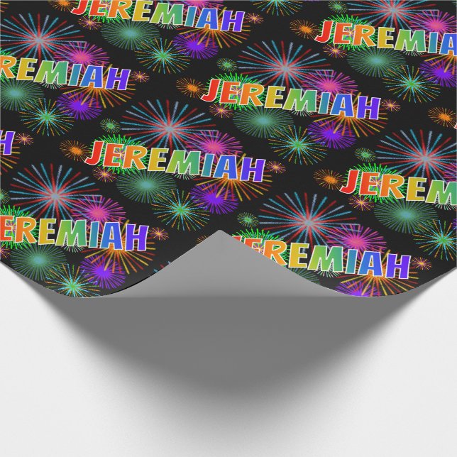 Papel De Presente Nome do Arco-Íris "JEREMIAH" + Fireworks (Ponta)