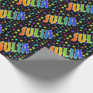 Papel De Presente Nome do Arco-Íris "JULIA" + Estrelas