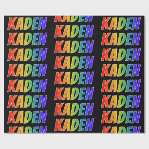 Papel De Presente Nome do Arco-Íris "KADEN"; Divertido e colorido