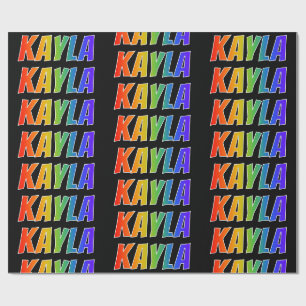 Papel De Presente Nome do Arco-Íris "KAYLA"; Divertido e colorido