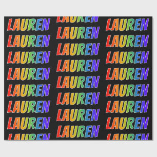 Papel De Presente Nome do Arco-Íris "LAUREN"; Divertido e colorido