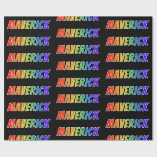 Papel De Presente Nome do Arco-Íris "MAVERICK"; Divertido e colorid
