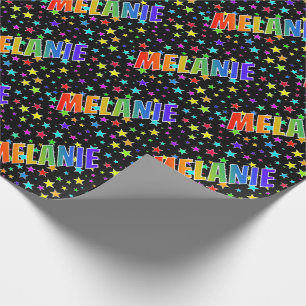 Papel De Presente Nome do Arco-Íris "MELANIE" + Estrelas