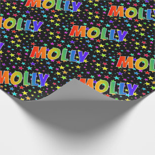 Papel De Presente Nome do Arco-Íris "MOLLY" + Estrelas