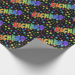 Papel De Presente Nome do arco-íris "RICHARD" + estrelas