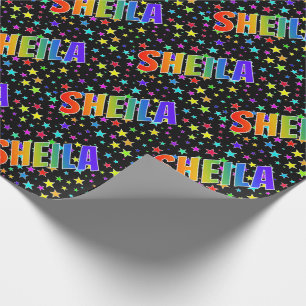 Papel De Presente Nome do Arco-Íris "SHEILA" + Estrelas