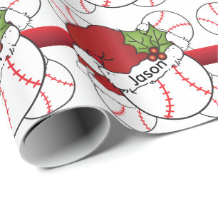 Papel De Presente Nome do basebol   DIY do Natal do chapéu do papai