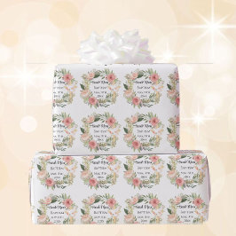 Papel De Presente Nome do Batismo Data Flores Cruzadas da Primavera 