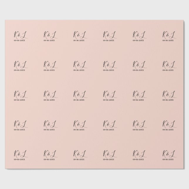 Papel De Presente nome do casal de casamento letra data fundo pastel (Aberto)