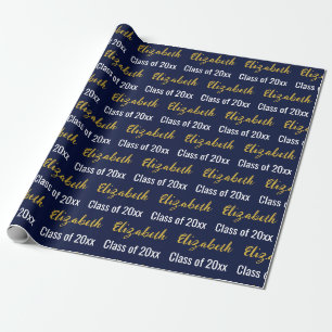 Papel De Presente Nome do Graduado da Turma de 2027 Azul Escuro Bran