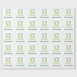 Papel De Presente nome do padrinho verde masculino letra data pastel