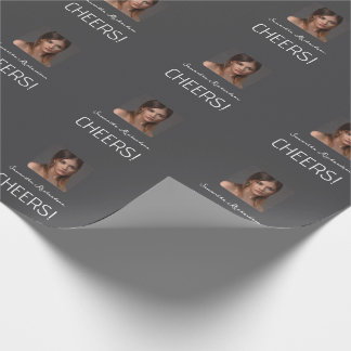 Papel De Presente Nome do Script de Foto Branco da Cinza Escura Eleg