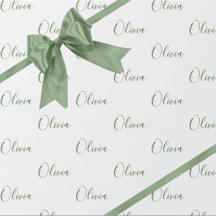 Papel De Presente Nome Elegante Verde do Hunter Personalizado
