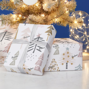 Papel De Presente Nome em Country Winter Trees 30 pol. por 6ft Holid