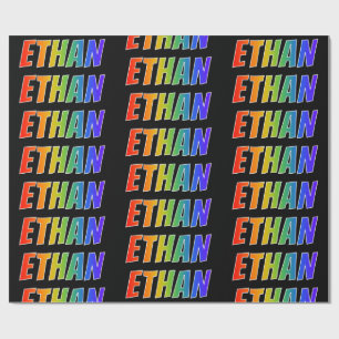 Papel De Presente Nome "ETHAN" do arco-íris; Divertimento & colorid