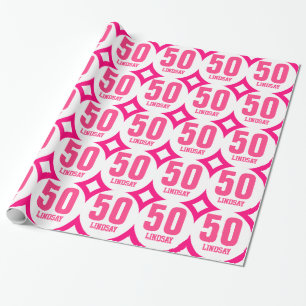 Papel De Presente Nome feito sob encomenda D02 do 50th aniversário