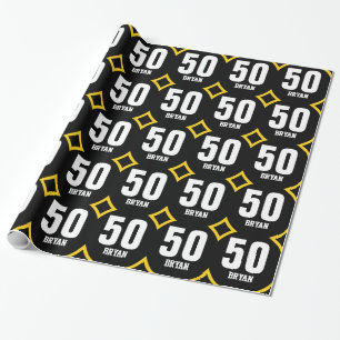 Papel De Presente Nome feito sob encomenda D05 do 50th aniversário