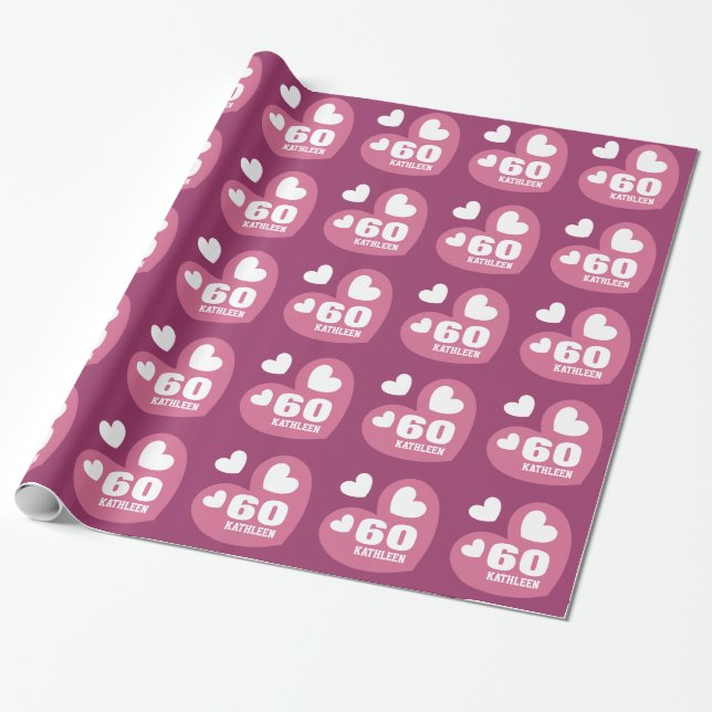 Papel De Presente Nome feito sob encomenda V02B aniversário branco (Desenrolado)