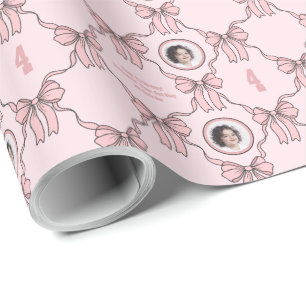 Papel De Presente Nome Foto Texto Sentimento Laço Coquete Rosa