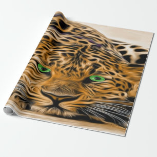 Papel De Presente Nome Fred do leopardo do olho verde