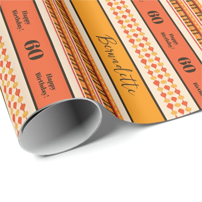 Papel De Presente Nome Idade Sentimento Étnico Bohemian Boho Orange  (Ponta do rolo)