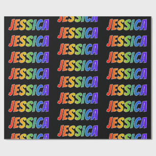 Papel De Presente Nome "JESSICA" do arco-íris; Divertimento &