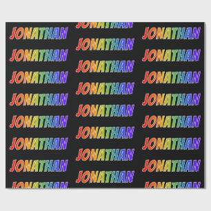 Papel De Presente Nome "JONATHAN" do arco-íris; Divertimento &