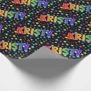 Papel De Presente Nome "KRISTY" do arco-íris + Estrelas