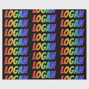 Papel De Presente Nome "LOGAN" do arco-íris; Divertimento & colorid