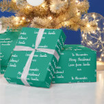 Papel De Presente Nome Love from Papai noel Emerald Green Christmas<br><div class="desc">Design de Natal personalizado em verde esmeralda com tipografia branca. Esta design festiva tem a mensagem "Para Alexandre Feliz Natal! Amor dos Papais noeis xxx". Está pronto para você personalizar com espaço para você adicionar o nome de seu ente querido. Você também pode mudar a mensagem de feriado e mudar...</div>