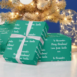 Papel De Presente Nome Love from Papai noel Emerald Green Christmas