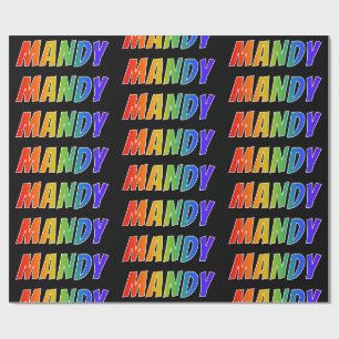 Papel De Presente Nome "MANDY" do arco-íris; Divertimento & colorid