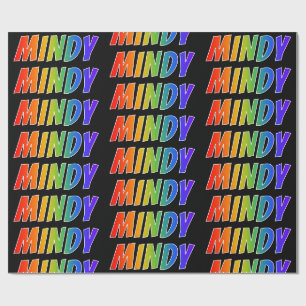 Papel De Presente Nome "MINDY" do arco-íris; Divertimento & colorid