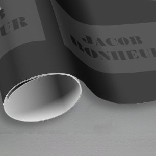 Papel De Presente Nome moderno profissional   Cinza escuro e preto