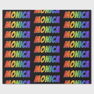 Papel De Presente Nome "MONICA" do arco-íris; Divertimento &