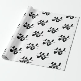 Papel De Presente Nome Monograma Preto e Branco Escrito à Mão