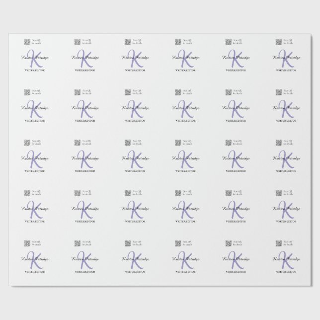 Papel De Presente nome monograma roxo escritor editar código QR busi (Aberto)
