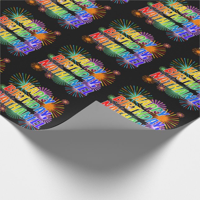 Papel De Presente Nome "NATHANIEL", Diversão "FELIZ ANIVERSÁRIO" (Ponta)