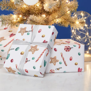 Papel De Presente Nome no Whimsy Holiday Candy Pattern 30-in por 6 p