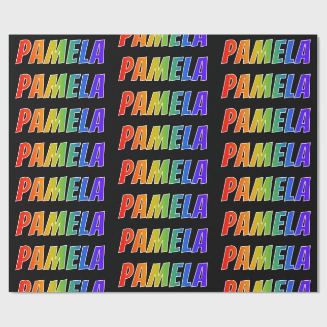 Papel De Presente Nome "PAMELA" do arco-íris; Divertimento & (Aberto)