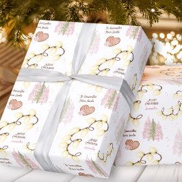 Papel De Presente Nome Personalizado Branco Cor-de-Rosa Moderno das 