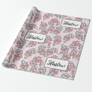 Papel De Presente Nome personalizado Candy Cane Natal