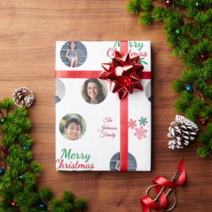 Papel De Presente Nome Personalizado da Família 4 Colagem de Fotos E