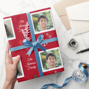 Papel De Presente Nome Personalizado da Família e 5 Fotos Pet Natal 