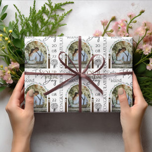 Papel De Presente Nome Personalizado Da Foto E Na moda Floral De Dat