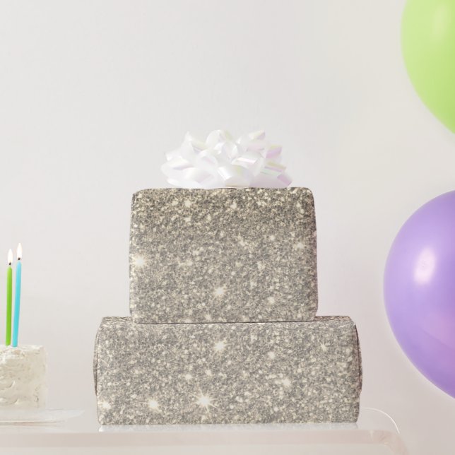 Papel De Presente Nome Personalizado da Glitter da Cinza Moderna (Presentes para festas)