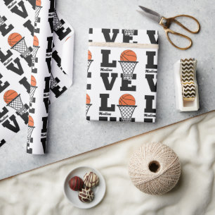 Papel De Presente Nome Personalizado de Basball Love