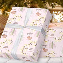 Papel De Presente Nome personalizado de Pastel Rosa Rosa Moderno das