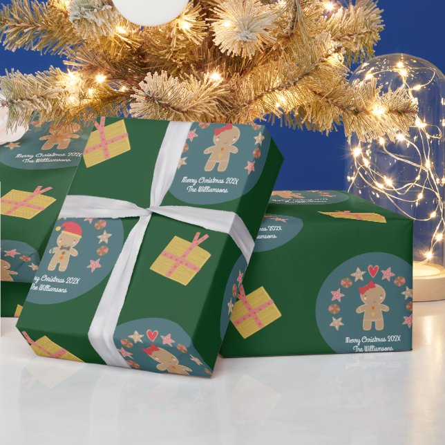 Papel De Presente Nome Personalizado de Script de Cookie de Gingerpã (Feriados)