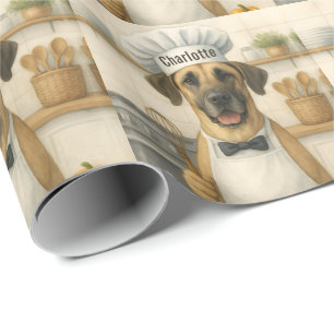 Papel De Presente Nome Personalizado Divertido Chef Cachorro Grande
